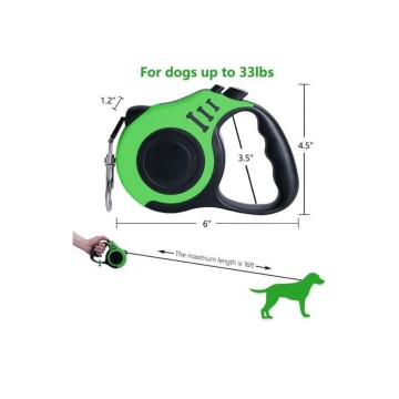 Laisse Retractable Chien à fixer sur collier de chien - 5m - vert