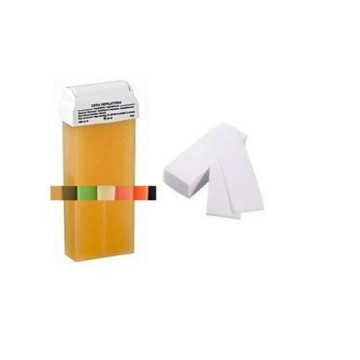 Cartouche cire d'épilation multicolore + Paquet 100 papier