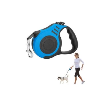 Laisse Retractable Chien à fixer sur collier de chien - 5m - bleu