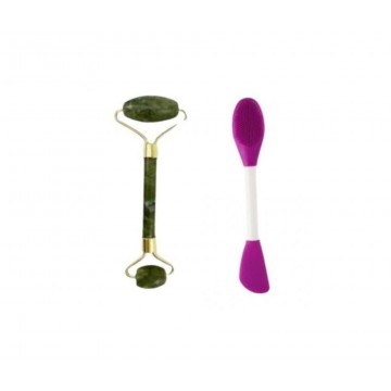 Pack Rouleau massage du visage - Brosse silicone double face