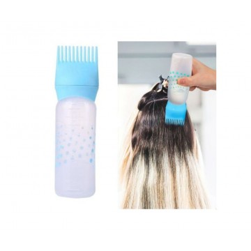 Bouteille avec Peigne en Plastique pour Teinture des Cheveux - Bleu