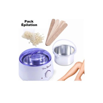 Pack Épilation Professionnel 3en1 - Chauffe Cire + 100g Cire en Grain + 10 Spatules